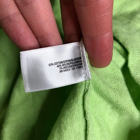 Old Navy Bright Lime Green Long Pocket Button Down Cardigan Cozy Sweater SIZE M - Picture 10 of 13